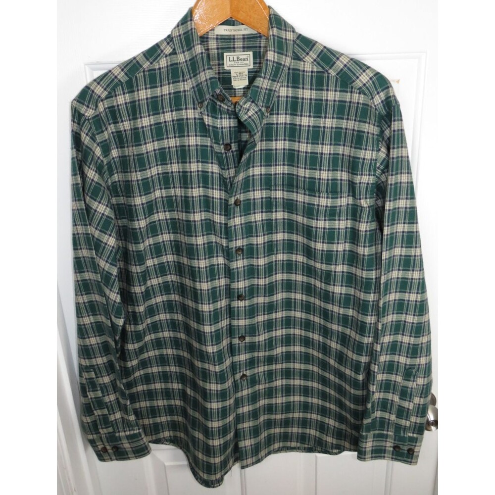 L.L. Bean Traditional Fit Flannel Plaid Button Down Shirt Mens LG - NWOT